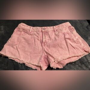 Pink denim shorts, size 18